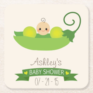 Groene zoete erwt Baby shower Kartonnen Onderzetters