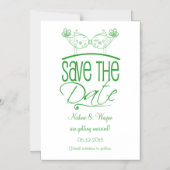 Groene zogende vogels Magnetisch sparen de Datum Magnetische Uitnodiging (Voorkant)