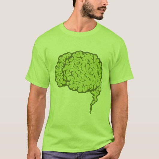 Groene Zombie Brain T-shirt - Braaaain! (Voorkant)