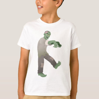 Groene Zombie die langzaam loopt met wapens vooraa T-shirt
