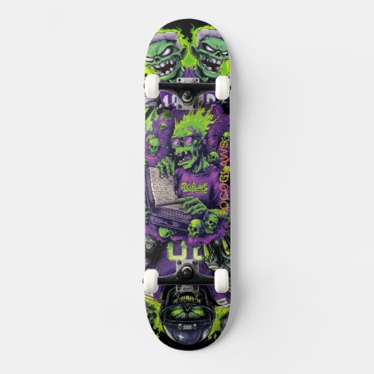 Groene Zombie Geleerde & Monster Horror Skateboard (Voorkant)