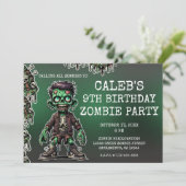Groene Zombie Kind & Slijm Halloween Verjaardagsfe Kaart (Staand voorkant)