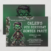 Groene Zombie Kind & Slijm Halloween Verjaardagsfe Kaart (Voorkant / Achterkant)