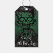 Groene Zombie Kind & Slime Halloween Verjaardagsfe Cadeaulabel (Voorkant)