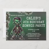 Groene Zombie Kind & Slime Halloween Verjaardagsfe Kaart (Voorkant)