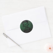 Groene Zombie Kind & Slime Halloween Verjaardagsfe Ronde Sticker (Envelop)