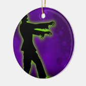 Groene Zombie op Paars Keramisch Ornament (Links)