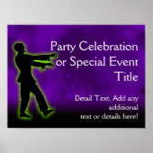 Groene Zombie op Paars Poster (Voorkant)