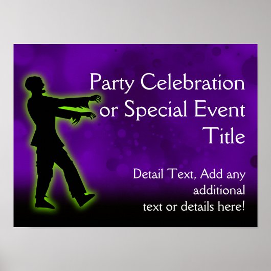 Groene Zombie op Paars Poster (Voorkant)