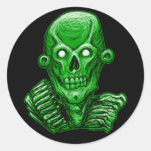 Groene Zombie Skull Head Sticker (Voorkant)