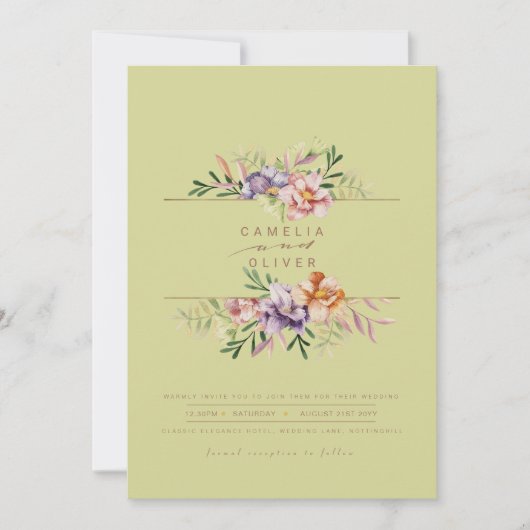 Groene Zomer Bloemige Trouw Uitnodiging QR Code (Voorkant)