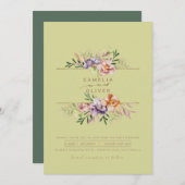 Groene Zomer Bloemige Trouw Uitnodiging QR Code (Voorkant / Achterkant)