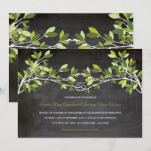 Groene Zomer Geknoopte Liefdesboom Krijtbord Bruil Kaart (Voorkant / Achterkant)