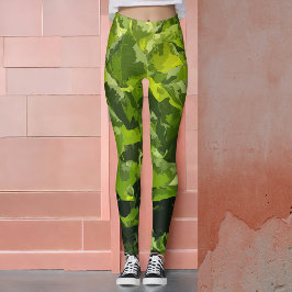 Groene zomerse natuur modern abstract bladgroen leggings
