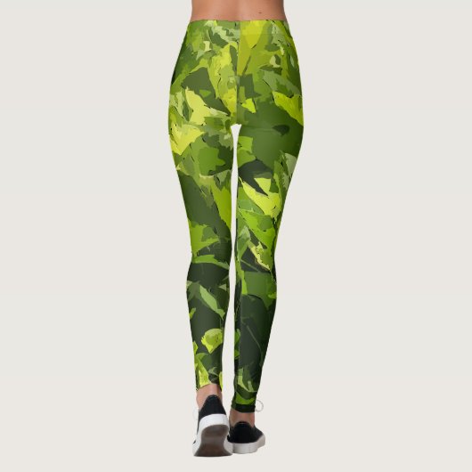 Groene zomerse natuur modern abstract bladgroen leggings (Achterkant)