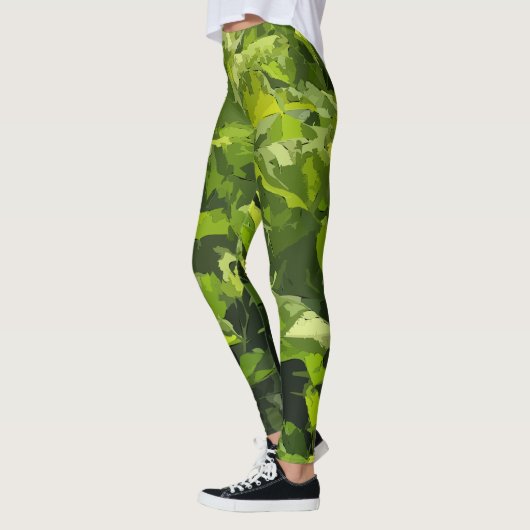 Groene zomerse natuur modern abstract bladgroen leggings (Links)