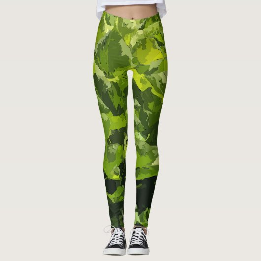 Groene zomerse natuur modern abstract bladgroen leggings (Voorkant)