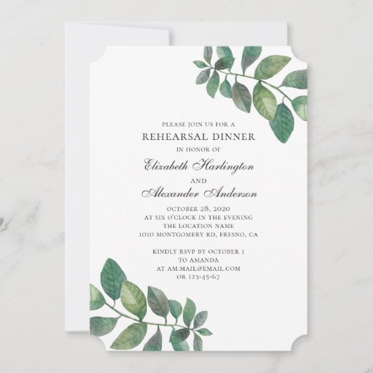 Groene zomertuin. Woodland repetitie diner Kaart (Voorkant)