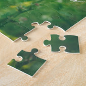 Groene zomerweide met blauwe bloemen legpuzzel (Zijkant)