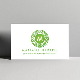 GROENE ZON LOGO MONOGRAM voor YOGA STUDIO, FITNESS Visitekaartje