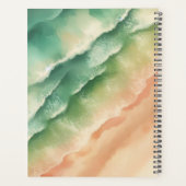 Groene Zon Oceaan Strand Zand Monogram Bruiloft Planner (Achterkant)