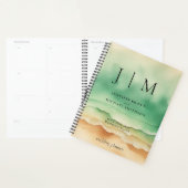 Groene Zon Ocean Beach Zand Monogram Bruiloft Planner (Display)