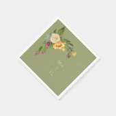 Groene zonnebloem bruiloft cocktail servet (Hoek)