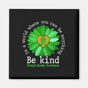 Groene zonnebloem Soort T-shirt Geestelijke gezond Magneet