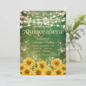 Groene Zonnebloem String licht gouden schittering Kaart (Staand voorkant)