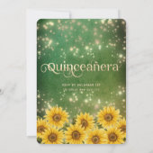 Groene Zonnebloem String licht gouden schittering Kaart (Achterkant)
