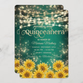 Groene Zonnebloem String lichten gouden sprankelin Kaart (Voorkant / Achterkant)