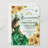 Groene Zonnebloem Vlinder Prinses Quinceañera Kaart (Voorkant)