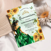 Groene Zonnebloem Vlinder Prinses Quinceañera Kaart