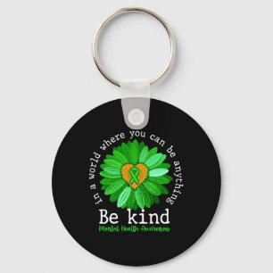 Groene zonnebloem wees aardig T-shirt bewustzijn v Sleutelhanger