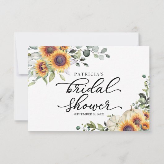 Groene Zonnebloemen Bruidsmeisjes Uitnodigingskaar Kaart (Achterkant)