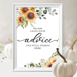 Groene Zonnebloemen Bruiloft Advies Bord Poster