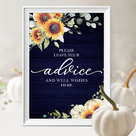 Groene Zonnebloemen Bruiloft Borrel Advies Bord Poster