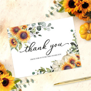 Groene Zonnebloemen Bruiloft Dank Je Briefkaart