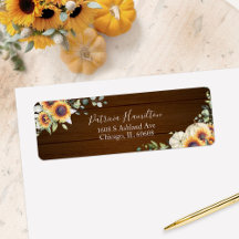 Groene Zonnebloemen Herfst Bruidsfeest Label