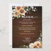 Groene Zonnebloemen Herfst Bruidsfeest Menu Kaart (Voorkant)