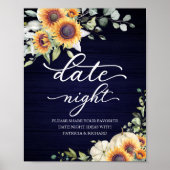 Groene Zonnebloemen Herfst Datum Nacht Pot Bord Poster (Voorkant)