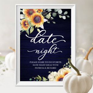 Groene Zonnebloemen Herfst Datum Nacht Pot Bord Poster