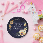 Groene Zonnebloemen Pompoen Herfst Bruid Blauw Hou Papieren Bordje (Feest)