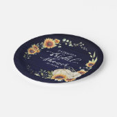 Groene Zonnebloemen Pompoen Herfst Bruids Blauw Ho Papieren Bordje (Gekanteld)