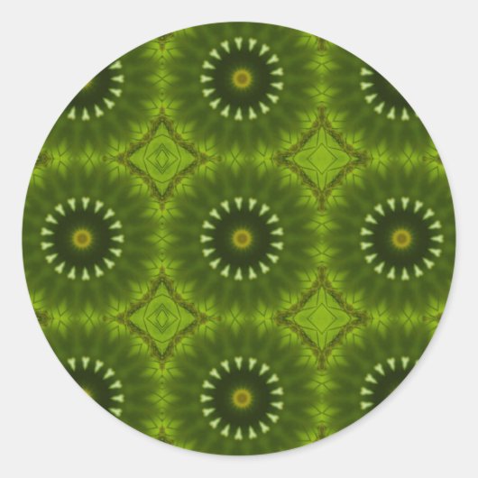 Groene Zonnen Ronde Sticker (Voorkant)