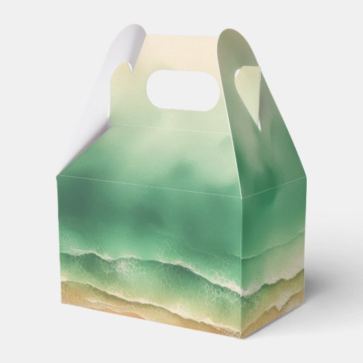 Groene Zonnige Ocean Beach Zomer Party Bruiloft Bedankdoosjes (Achterkant)