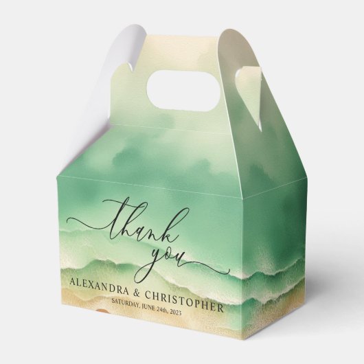 Groene Zonnige Ocean Beach Zomer Party Bruiloft Bedankdoosjes (Voorkant Zijde)