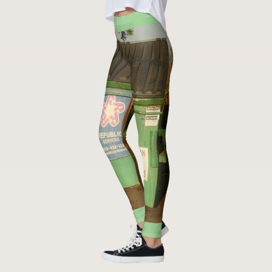 Groene zonsondergang avond dumpsters leggings (Links)