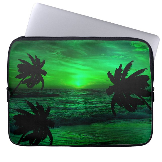 GROENE ZONSONDERGANGEN OCEAN SCHILDERACHTIG LAPTOP SLEEVE (Voorkant)