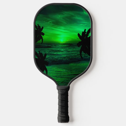 GROENE ZONSONDERGANGEN OCEAN SCHILDERACHTIG PICKLEBALL PADDLE (Voorkant)